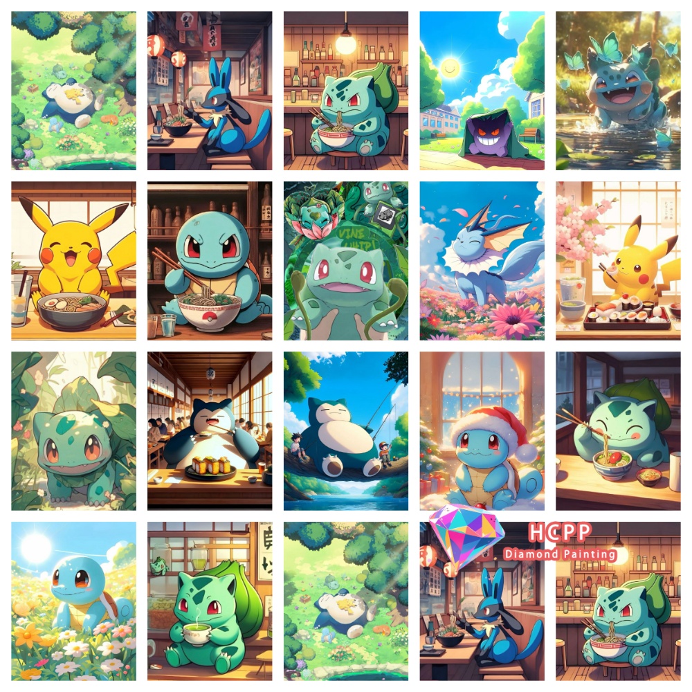 Resin Art Work - Kit de peinture diamant Pikachu Bulbasaur
