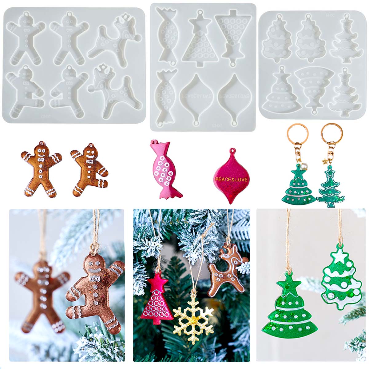 Resin Art Mould - Série de noël boucles d'oreilles pendentif