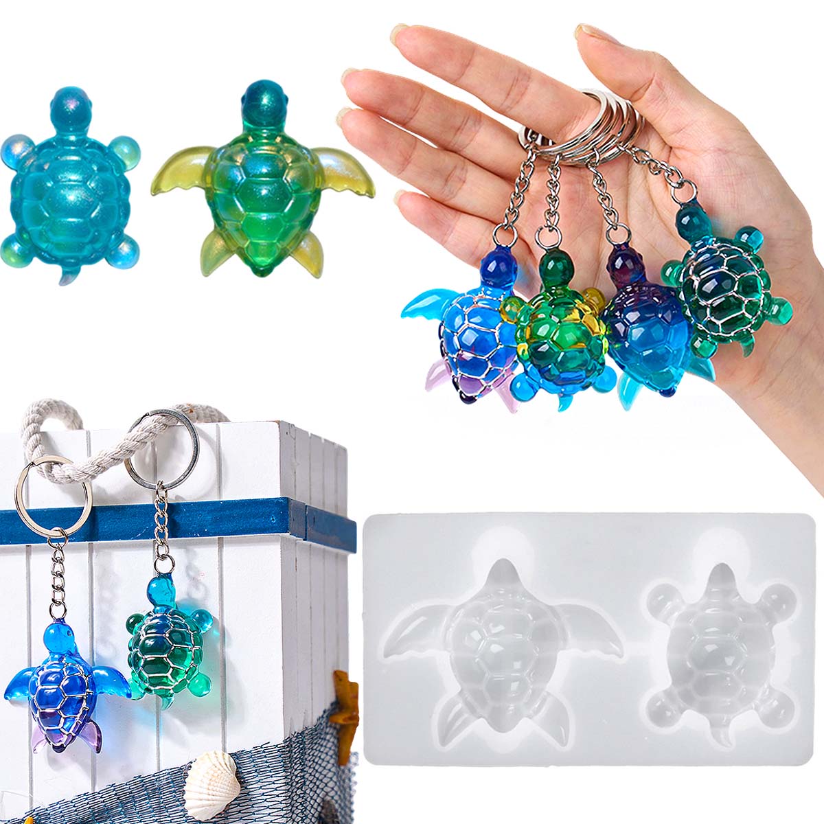 Resin Art Liquid - Porte-clés tortue de mer 3D, moule